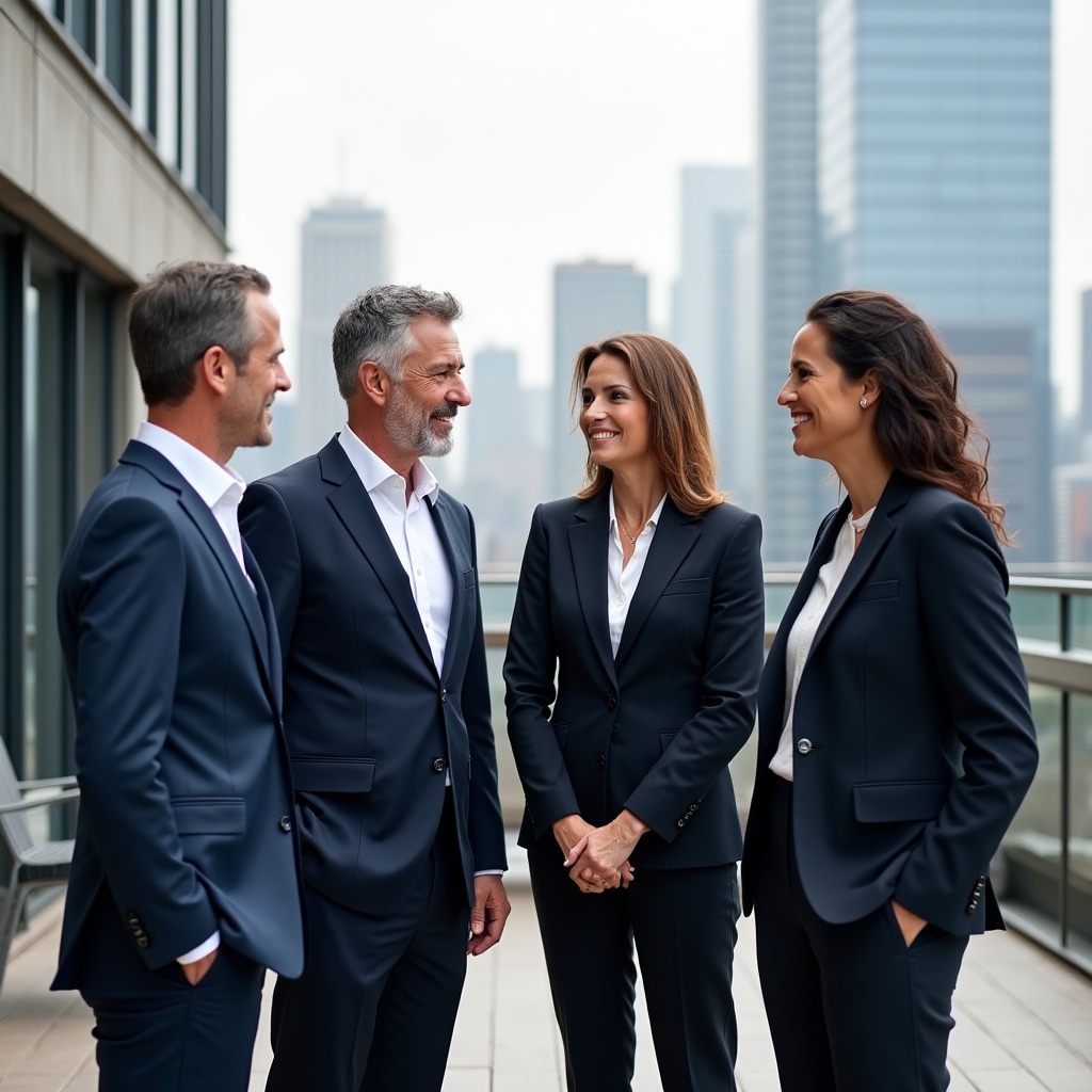 Echipă de manageri în sesiune de leadership outdoor